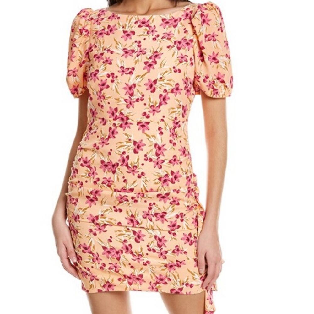 Likely Coral Floral Dress Back Zipper Short Sleeve Size 00